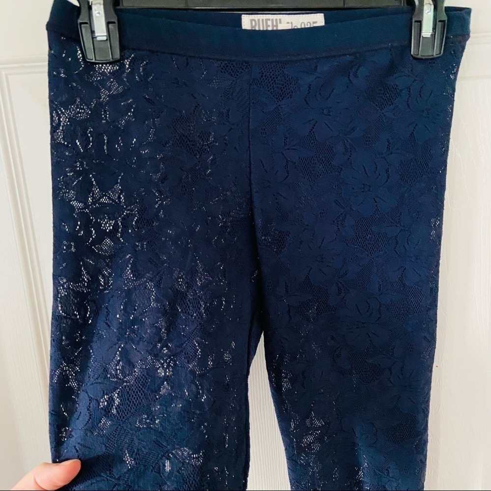 RUEHL NO.925 navy lace mesh ankle stretch leggings size medium - Picture 7 of 14